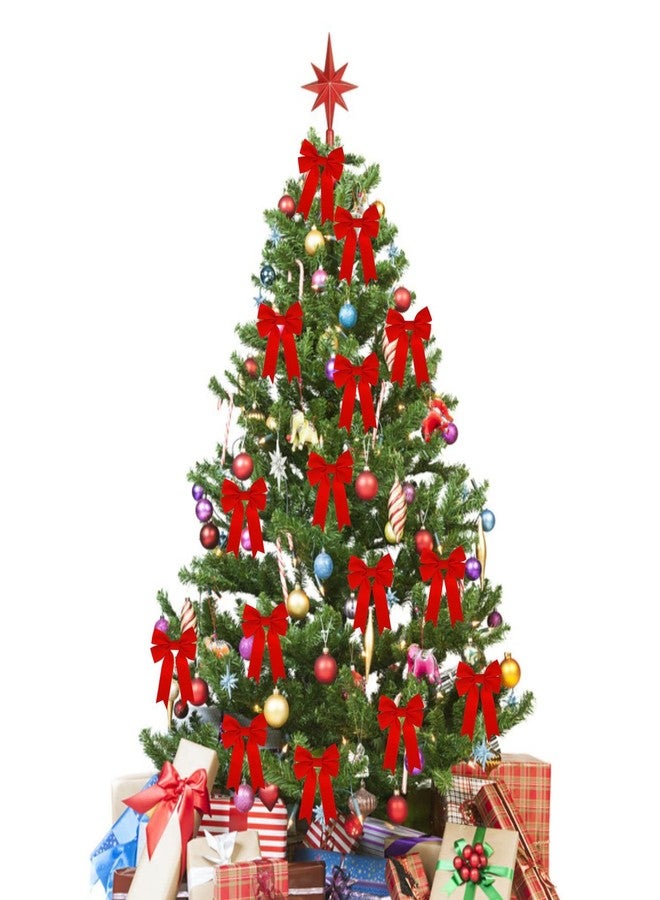 Meseey 12 Pcs Red Velvet Ribbon Bow Christmas Wreath Bows for Garland Gift Wrapping Indoor Outdoor Christmas Parties Decorations (Red, 12) - Image 4